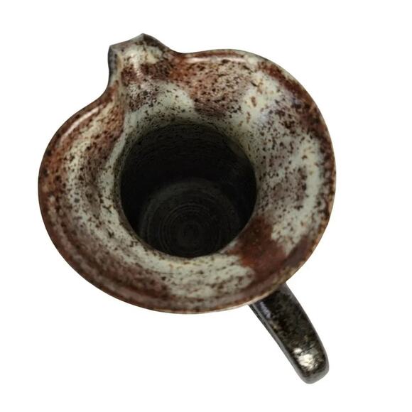 Handmade Glazed Pottery Small Pitcher Rustic Brown Milk Jug - Picture 6 of 9